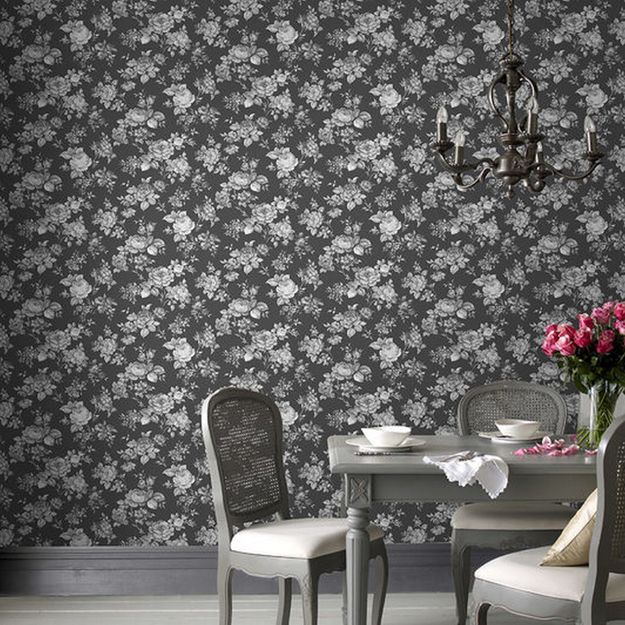 Muse Floral Wallpaper 103505 By Graham Brown In Noir Black